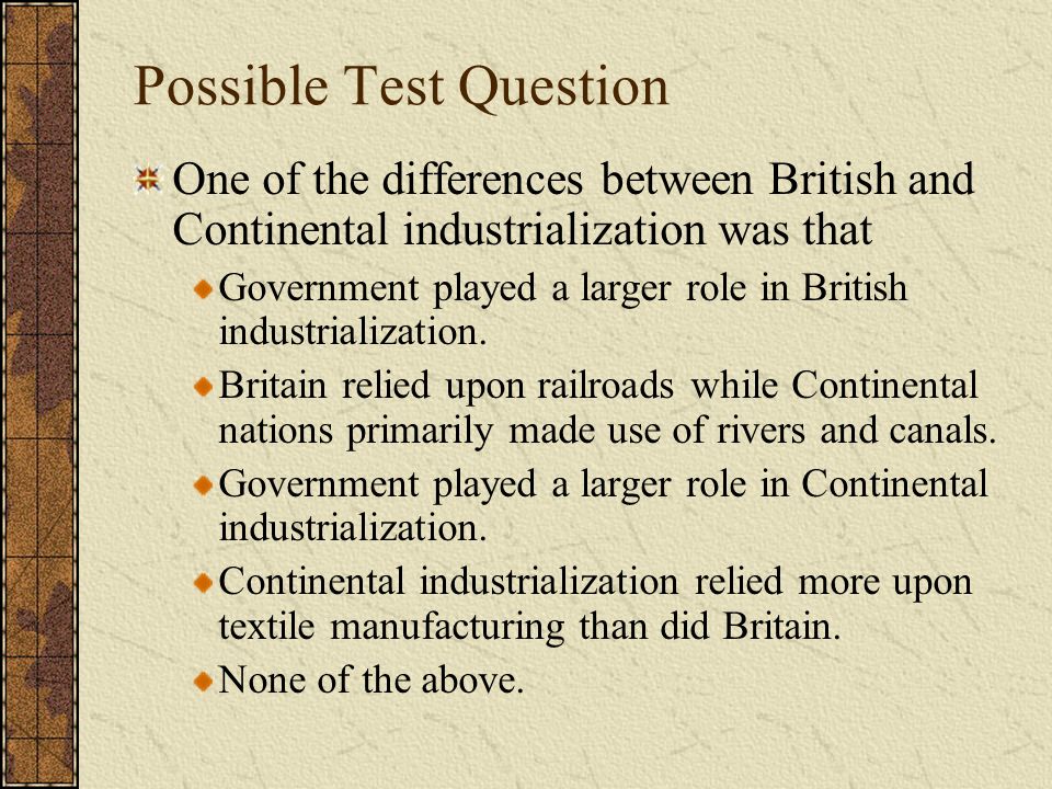 What role did the government play in the industrial revolution